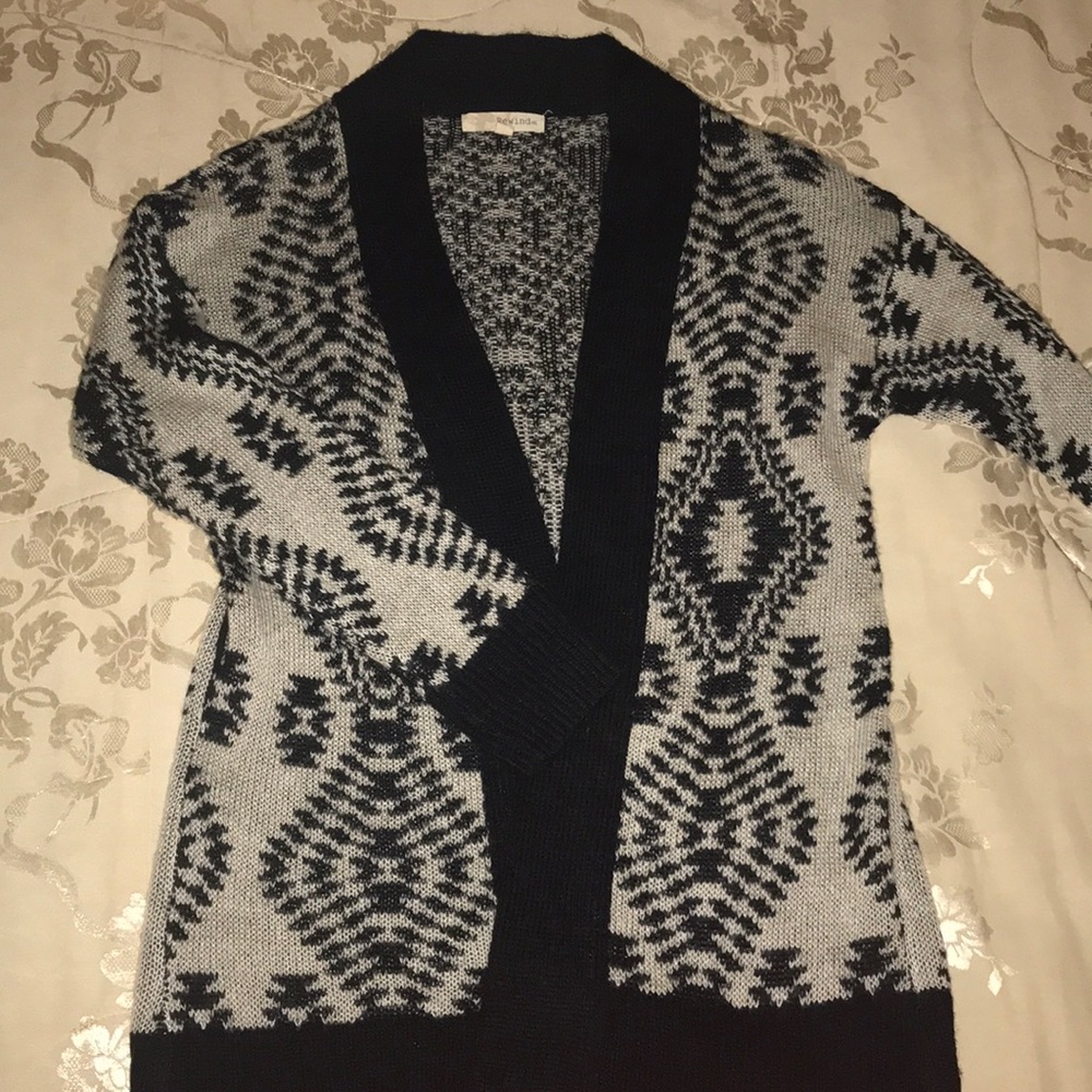 Rewind- black and grey tribal cardigan
